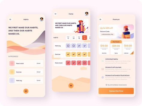 Habit Builder App by Jennifer D. on Dribbble Habit Builder, Habit App, Application Design, Mobile Design, Time Management, Ui Design, App Design, To Do List, Global Community