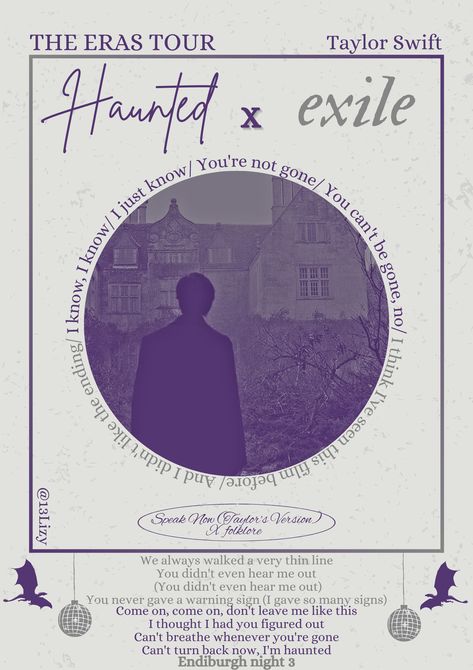 Haunted X exile- Taylor Swift- the eras tour- Edinburg night 3 Haunted X Exile, Haunted Taylor Swift, Exile Tattoo, Exile Taylor Swift, Room Aestethic, Taylor Swift Haunted, Taylor Aesthetic, Office Redo, Taylor Swift Top