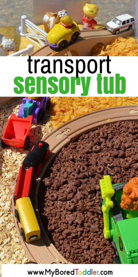 transport sensory tub. A fun truck sensory play ideas. A train and car sensory bin that toddlers and preschoolers will love. #sensorytub #sensorybin #toddleractivity #truckplay #carplay #transport Transport Sensory Bin, Transport Activities For Babies, Trains Eyfs, Transport Activities For Preschool, Transport Eyfs, Transport Activities, Transportation Activities, Sensory Tub, Transportation Preschool