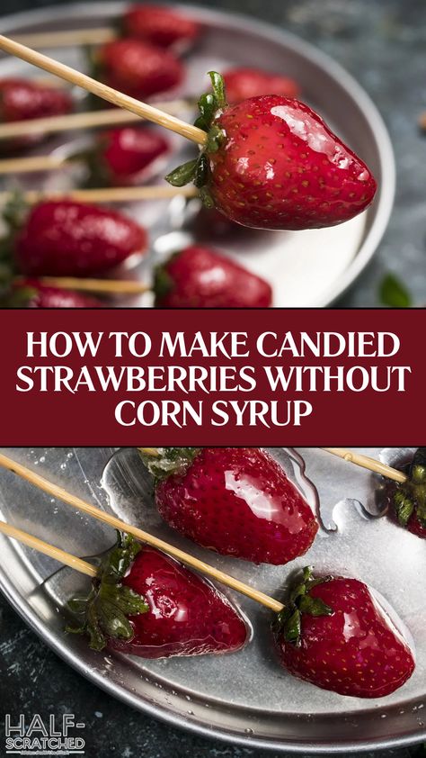 How to Make Candied Strawberries Without Corn Syrup Strawberry Candy Aesthetic, Strawberries In The Oven, Candied Strawberries Recipe, Strawberries With Sugar, Strawberries And Sugar, Sugared Strawberries, Candied Strawberries, Work Potluck, Caramel Coat