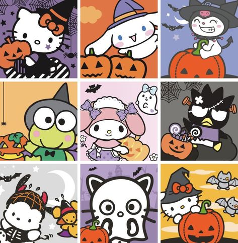 #sanrio #halloween #october #cute #kawaii #spooky #sanriocharacters #sanriocore #pinterest #collage Halloween Pfps Sanrio, Keroppi Halloween Pfp, Fall Sanrio Pfp, Sanrio Characters Halloween, Sanrio Halloween Pfp, Sanrio Widget, Halloween Sanrio, Kawaii Spooky, Pinterest Collage