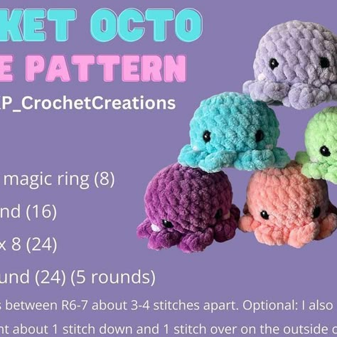 Small Octopus Crochet Pattern Free, Crochet Octopus Plushie Free Pattern, Pocket Octo Crochet Pattern Free, Quick And Easy Crochet Stuffed Animals, Pocket Octo Crochet Pattern, Crochet Pocket Amigurumi Free Pattern, Free Easy Crochet Animal Patterns For Beginners, Small Crochet Octopus, No Sew Crochet Octopus