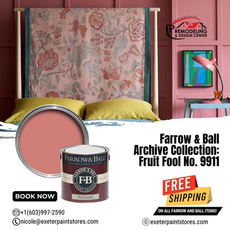 Bring the joy of color into your life with Farrow & Ball's Fruit Fool No. 9911. This vibrant hue is a free-spirited choice for the playful at heart. Brighten your world with a free shipping offer that's as sweet as the paint's name! #PlayfulPaint exeterpaintstores.com/ +1(603)997-2590 #EP #exeterpaint #remodeling #paint #shades #blinds #wallpaper #kitchens #baths #HomeImprovement #DIYProjects #RenovationTime #UpgradeYourSpace Fruit Fool, Storing Paint, Paint Shades, Shades Blinds, Exeter, Free Spirited, Farrow Ball, Color Of The Year, Free Coloring