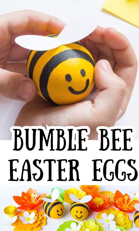 Cute DIY Bumble Bee Easter Eggs Craft - In The Playroom Egg Shell Crafts, Diy Bumble Bee, Bee Business, Eggs Craft, Decorating Eggs, Foster Kids, Egg Shell Art, Decorated Eggs, Easter Egg Crafts