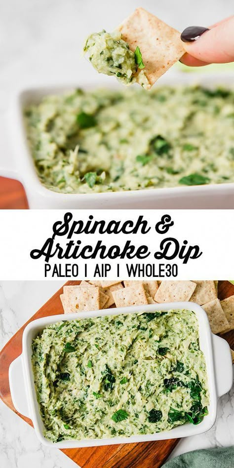 Artichoke Dip Vegan, Keto Spinach Dip, Aip Diet Recipes, Keto Spinach, Paleo Crockpot Recipes, Paleo Menu, Unbound Wellness, Paleo Appetizers, Spinach And Artichoke Dip