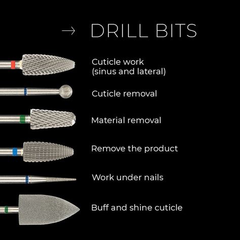 What’s the purpose of each Drill Bit? 🔍 Check out this handy guide to learn quickly and easily! Comment “Drill bits” to receive a link and stock yourself 🤩 Construction Nails, Usa Nails, Instagram Tutorial, Pink Mask, Cuticle Remover, Nail Drill, Nail Tools, Nail Supply, Drill Bits