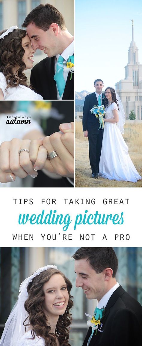 great tips on how to take great wedding photos even if you're not a pro photographer - #2 is a great idea! Wedding Photo Tips Photographers, Taking Wedding Photos, How To Take Good Wedding Pictures Photo Tips, Taking Your Own Wedding Photos, How To Take Wedding Photos Tips, How To Take Wedding Photos, How To Take Photos Like A Pro, Boda Diy, Wedding Photography Tips