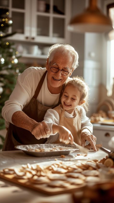 Holiday Baking Fun: A cheerful #grandpa teaches his young #baker to #bake in a cozy #holiday #bakingfun #aiart #aiphoto #stockcake ⬇️ Download and 📝 Prompt 👉 https://stockcake.com/i/holiday-baking-fun_209127_38165 Family Christmas Baking Pictures, Making Christmas Cookies Photoshoot, Christmas Baking Photoshoot Kids, Holiday Baking Photoshoot, Baking With Kids Aesthetic, Baking Cookies Photo Shoot, Baking Family Photoshoot, Christmas Cookie Baking Photoshoot, Cozy Family Christmas Photos