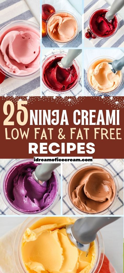 Need low fat or fat free Ninja Creami recipes? These are some of our favorites! From rich and creamy ice cream to refreshing fruity sorbet, there's something for everyone. Sorbet Creami Recipes, Ninja Creami Healthy Sorbet, Lite Ninja Creami Recipes, Sorbet Recipes Ninja Creami, Ninja Creami Oreo Ice Cream Recipes Healthy, Fair Life Ninja Creami Recipes, Low Fat Ninja Creami Recipes, Ninja Sorbet Recipes, Ninja Creami Light Ice Cream Recipes