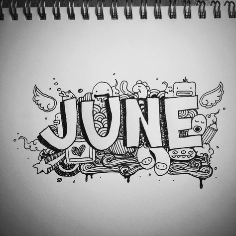 Hey JUNE! #june #doodle #art #drawing Doodle Art Drawing Cute, Doodle Name Art Ideas, June Doodles, June Drawings, Drawing Cute Doodles, Name Doodle Art, Name Doodle, Doodle Art Name, Doodles Sketchbooks