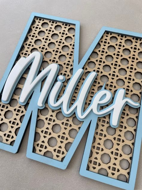 Rattan Effect Letters Rattan Sign Rattan Letters Wooden - Etsy Canada Wood Engraving Designs, Laser Engraving Ideas Projects, Rattan Letters, 3d Printer Jewelry, Xtool Projects, Letter Inspiration, Style Letters, 3d Signs, Engraved Coasters