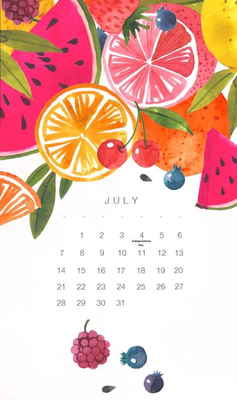 Fruit Watercolor 2020 July Calendar Walppaper July Calendar, 달력 디자인, 2016 Calendar, Holiday Calendar, Calendar Wallpaper, Vintage Typography, Calendar Design, Planner Organization, Calendar Template