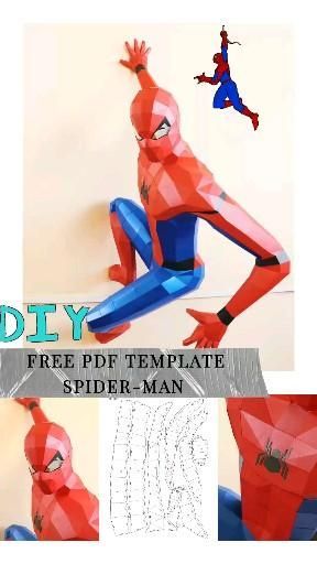 Make your own wall decor Spiderman. FREE PDF. Marvel Papercraft Templates, Free Papercraft Templates, Free Papercraft Templates Printables, Papercraft Spiderman, Paper Templates Free Printable, Spiderman Diy, Paper Mask Diy, Papercraft Templates Printables, Paper Template Free