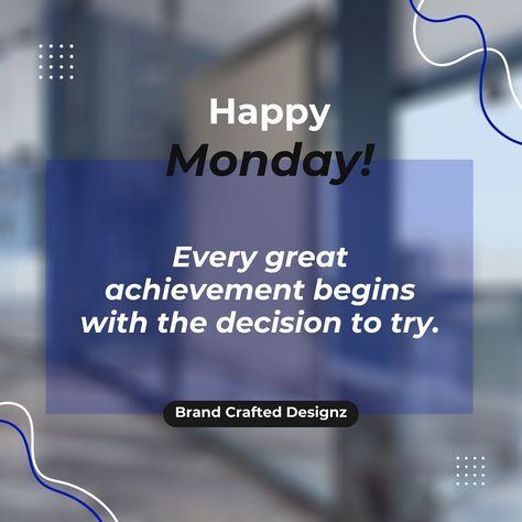 Happy Monday, entrepreneurs! 🌟 Every great achievement begins with the decision to try. Embrace the challenges this week brings, stay focused on your goals, and let your passion drive you forward. You’ve got this! 💪🏾✨ #Monday #motivation #entrepreneur #life #business #mindset #goaldigger #inspiration #smallbusinessowner #stayfocused #dreambig #brandcrafteddesignz Monday Small Business Posts, Monday Business Post, New Month New Goals Quotes Business, Monday Motivation Social Media Post, Monday Motivation Post, Stay Focused On Your Goals, Entrepreneur Life, You Ve Got This, Goal Digger