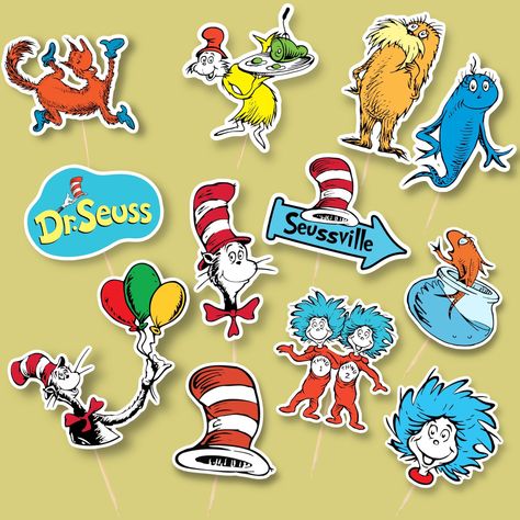 Dr Seuss Cupcake Toppers, Dr Seuss Cupcakes, Seuss Cupcakes, Dr Seuss Party, School Cupcakes, Dr. Seuss, Seuss Party, Tiny Shop, I Love My Daughter