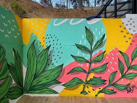 BetterFly DDB Terrace :: Behance Terrace Wall Painting Ideas, Plant Mural, Backyard Mural, Botanical Mural, Nature Mural, Exterior Murals, Creative Wall Painting, Wall Murals Diy, Arte Doodle