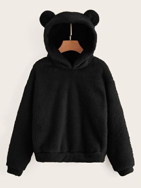 Drop Shoulder Fuzzy Ear Teddy Hoodie | SHEIN USA Teddy Bear Hoodie, Kawaii Hoodies, Teddy Hoodie, Fuzzy Hoodie, Tokyo Street Fashion, Plush Coat, Kawaii Harajuku, Winter Fit, Bear Hoodie