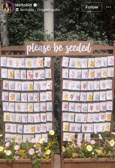 Creative Seating Cards, Snowboard Wedding, Wedding Welcome Table, Wildflower Theme, Wildflower Wedding Theme, Diy Seating, Mountain Top Wedding, Wedding Display, Plan My Wedding