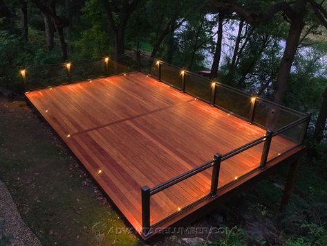 Hillside Deck, Floating Decks, Glass Railing Deck, Maintenance Free Deck, Deck Accessories, Hardwood Decking, Sloped Backyard, Floating Deck, Deck Designs Backyard