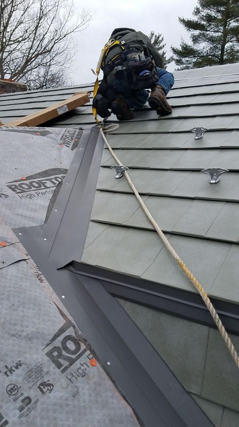 Hard at work even during the winter in New England! #roofing #metalroof #roofer Diy Metal Roof, Residential Metal Roofing, American Building, Metal Roof Installation, Diy Roofing, Building Components, Roof Cladding, Standing Seam Roof, Building Envelope