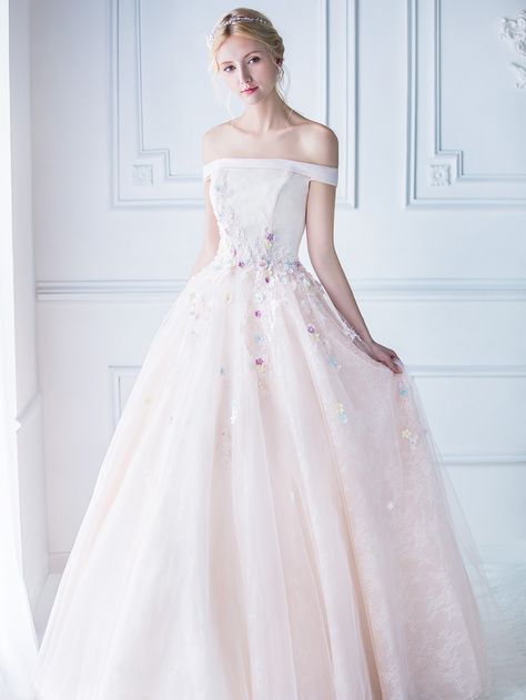 13-digio-bidal Spring Fairytale Tulle Princess Dress, Princess Style Fairy Dress For Spring Dress-up, Whimsical Pink Fairy Dress For Spring, Spring Fairy Princess Dress For Dress-up, Rapunzel Wedding Dress, Spring Wedding Fairy Dress With Floral Applique, Wedding Dreses, Rapunzel Wedding, Debut Dresses