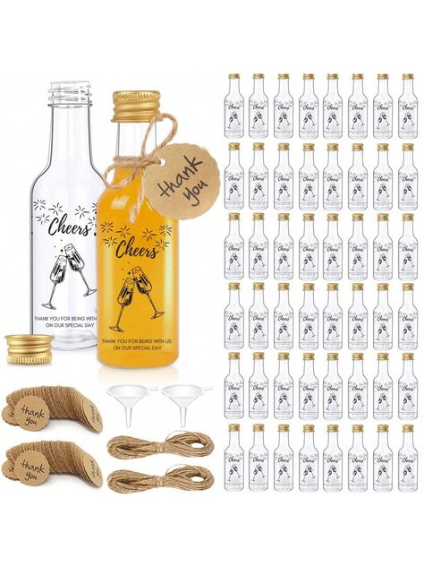 50 Paquetes De Mini Botellas De Licor, Botellas De Plástico Pequeñas Herméticas De 1,8oz / 50 Ml Con Tapas, Mini Botellas De Vino Con Embudo, Etiquetas Y Cuerdas, Botellas De Chupito Para Jugo Para Bodas Y Fiestas.He descubierto los artículos más increíbles en SHEIN.com, ¡ve y echa un vistazo! Juice Shot, Mini Alcohol Bottles, Pet Event, Small Plastic Bottles, Mini Liquor Bottles, Mini Wine Bottles, Alcohol Bottles, Liquor Bottles, Party Tableware