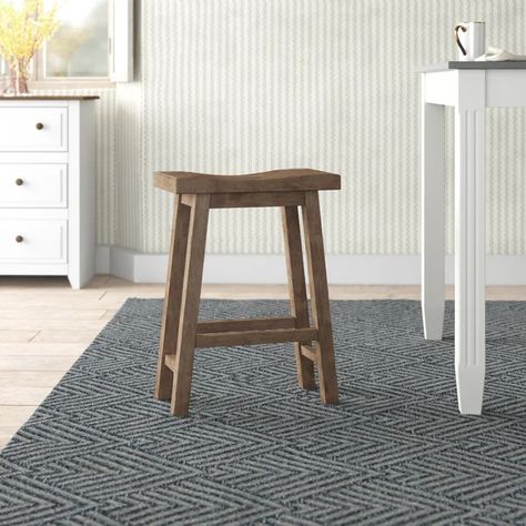 Anita Solid Wood 24" Counter Stool Warm Wood Kitchen, Bar Stool Wood, Grey Bar Stools, Short Stools, Bar Space, Living Room Refresh, Stool Wood, Saddle Seat, Bar Height Stools