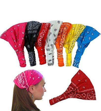 5 Assorted Paisley Print Wide Bandana Headbands - CoverYourHair TM....... Like how they are elastic and can be easily worn without having a "knot" in back especially as much as i wear bandanas on my head Homemade Headbands, Bandana Headbands, Clips For Hair, Sewing Headbands, Scrunchies Diy, Headband Wrap, Hair Headband, Women Hats Fashion, Head Scarf Styles