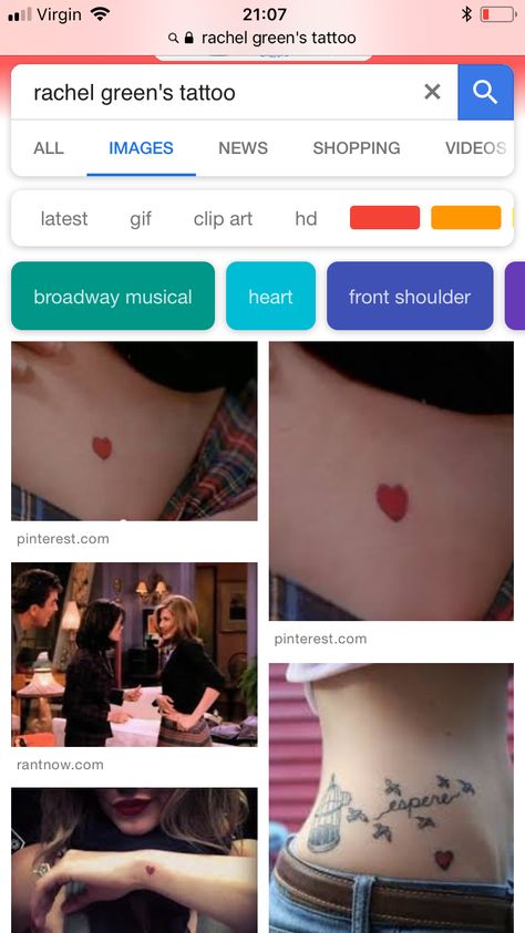 Rachel Green Heart Tattoo, Rachel Green Tattoo, Green Heart Tattoo, Green Tattoo, Green Tattoos, Tattoo Heart, Green Heart, Rachel Green, Heart Tattoo