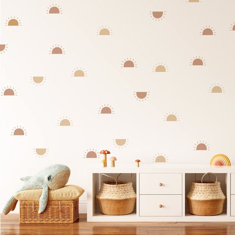 Translucent Stickers, Heart Nursery, Half Sun, Boho Kids Room, Nursery Decals, Nursery Wall Stickers, Nursery Inspo, Brown Walls, Nursery Wall Decals