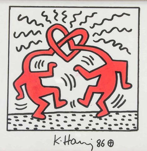 Keith Haring, Heart of Heads, 1989, Silkscreen Keith Haring Love, Keith Haring Heart, Love Heart Tattoo, Yellow Heart, Pop Art Print, Keith Haring, Shape And Form, Heart Tattoo, Fine Art Gallery