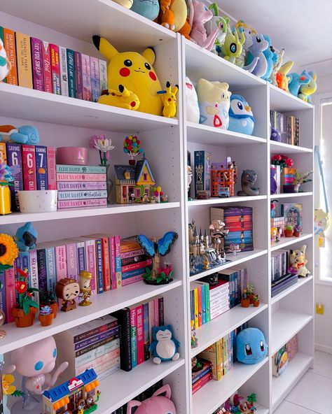 Shelfie Sunday 🌈 I added two more Billy shelves into my room this weekend, and I love the extra shelving space 🙌🏻 It’ll likely take me some time shuffling things on the shelves until I’m 100% happy, but so far so good 😍 #pokemon #pokemonplush #books #bookshelf Pokémon Shelf, Ikea Bookshelf Billy, Pokemon Shelves, Ikea Bookshelf Ideas, Ikea Bookshelf, Bookish Content, Pokemon Room, Bookshelf Aesthetic, Bookshelf Inspiration