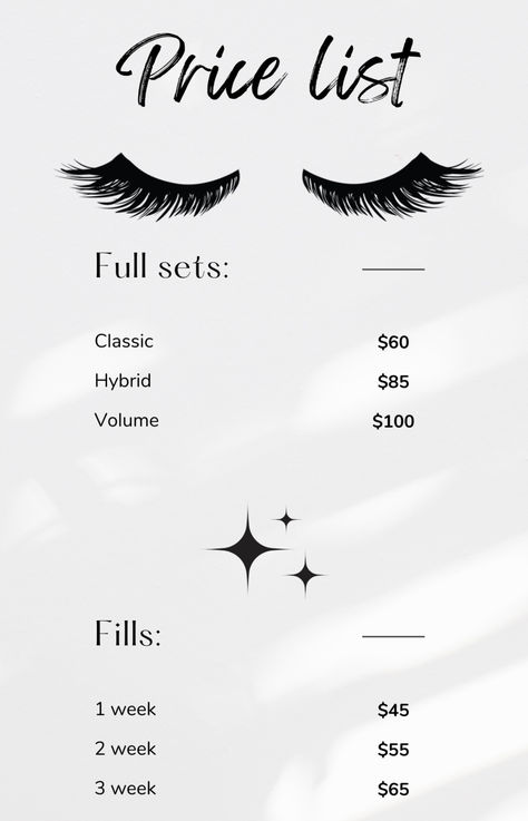 Prices For Lashes, Eyelash Extensions Price List, Lash Extensions Price List, Lash Price List, Lash Price List Ideas Beginner, Lash Price List Template, Lash Extension Price List Beginner, Eye Lash Photography, Eyelash Technician