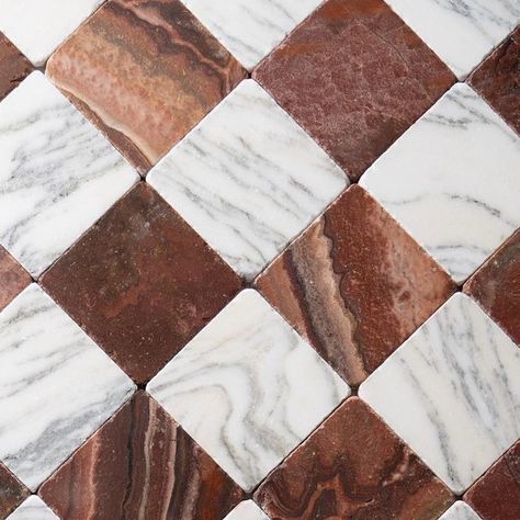 Castelli Marble on Instagram: "Red Onyx & Cipollino tumbled 4”x4”" Red Onyx Marble, Red Marble Bathroom, Red Marble Floor, Marble Checkered Floor, Stone Tile Bathroom, Floor Pattern Design, Flat Furniture, Colonial Cottage, White Marble Floor