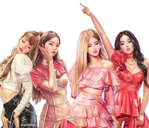 Blackpink Anime Cute, Blackpink Cartoon Wallpaper, Rose And Jennie, Blackpink Cartoon, Blackpink Anime, Kpop Life, Blackpink Fanart, Blackpink Poster, Kpop Drawings