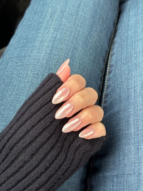 Basic Nail Extensions, Basic Nails Pink, Pink Nails Manicure, Nails Pink Chrome, Nails Asian, Nails Basic, Nails Extension, Pink Chrome Nails, Asian Nails