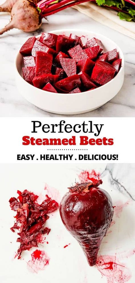 Learn how to make perfectly steamed beets for a variety of healthy recipes from a simple side to salads and soups. How To Steam Beets Recipe, Steamed Beets Recipes, Fresh Beets Recipe Simple, Steamed Vegetables Recipe, Steamed Beets, Healthiest Vegetables, Beets Recipe, Super Bowl Food Healthy, Cooking Beets