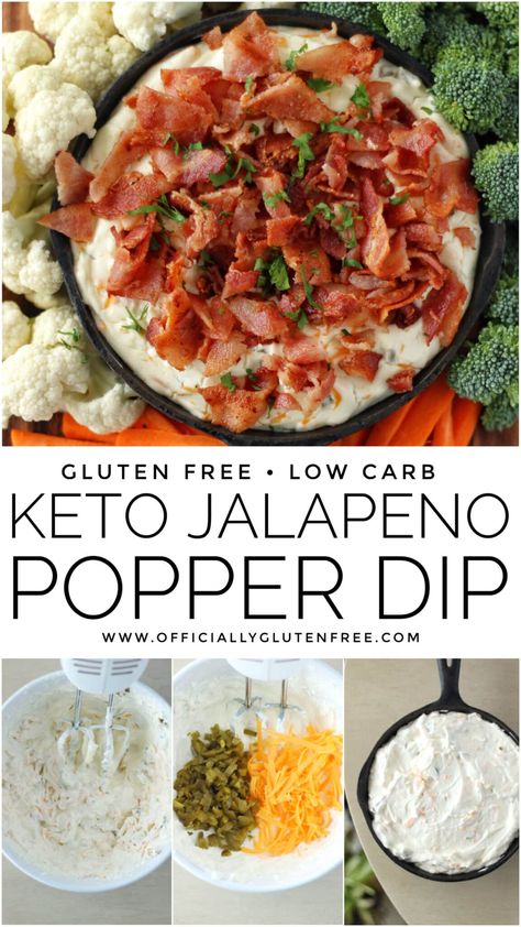 Keto Jalapeno Popper Dip | Baked Creamy Jalapeño Dip with Bacon Warm Dips, Jalapeno Appetizer, Creamy Jalapeno Dip, Keto Jalapeno, Baked Dips, Jalapeno Dip, Jalapeno Popper Dip, Creamy Jalapeno, Roasted Vegetable Salad