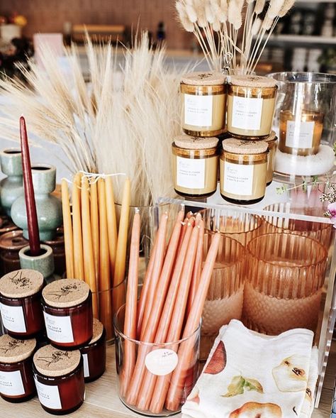 Native Poppy, Craft Market Display, Store Design Boutique, Fall Candle, Boutique Decor, Store Interiors, Market Displays, Candle Store, Candle Displays