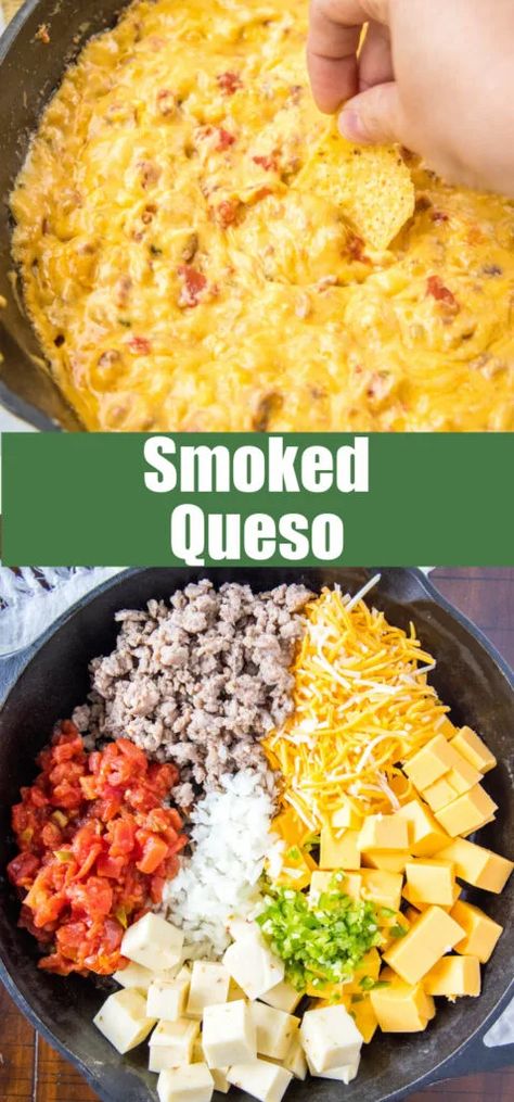 Smoked Queso - Dinners, Dishes, and Desserts Crockpot Dip, Crockpot Dips, Smoked Queso Dip, Smoked Queso, Taco Shells, Pellet Grill Recipes, Best Appetizer Recipes, Kinds Of Cheese, Queso Dip