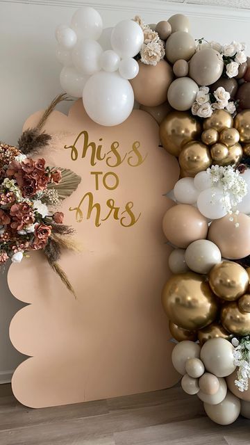 Atlanta Balloon Event Decor by Icet on Instagram: "Miss to Mrs. 🤎 A few days until she says I Do 👰🏻‍♀️ #bridalshowerballoons #bridalshower #bridalshowerdecor #bridalshowerideas #ido #bridetobe #misstomrs" Bride Too Be Decoration, Miss To Mrs Balloons, Marriage Ideas Decoration, Bridetobe Party Decoration, Bride Balloon Decoration, Bride To Be Decoration Ideas Balloon, Bachelorette Party Decoration Ideas, Bride To Be Balloons Decor, Brides To Be Party Ideas