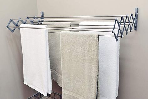 Laundry Folding Tables, Clothes Dryer Rack, Laundry Drying Rack, Wall Mounted Drying Rack, Room Storage Diy, Drying Racks, Folding Laundry, Drying Rack Laundry, Laundry Drying