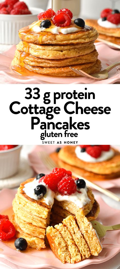 Freezer Protein Pancakes, Pancakes Healthy Low Calories, Cottage Cheese Oat Pancakes, Macro Friendly Pancakes, High Protein Low Carb Pancakes, Protein Cottage Cheese Pancakes, Protein Pancakes With Cottage Cheese, Gluten Free Cottage Cheese Pancakes, High Protein Cottage Cheese Pancakes