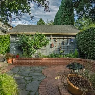 75 Brick Patio Ideas You'll Love - May, 2024 | Houzz Brick Wall Backyard Ideas, Patio With Brick Wall, Brick Patio Ideas, Patio Ideas Decor, New Patio Ideas, Industrial Scandinavian, Patio Pictures, Farmhouse Transitional, Scandinavian Rustic