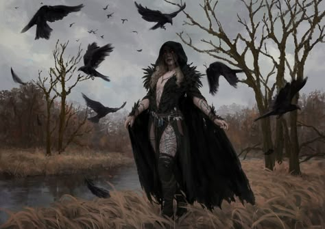 Witch Art, Fantasy Concept Art, Fantasy Inspiration, Medieval Fantasy, Crows, Fantasy Artwork, Character Portraits, Dark Fantasy Art, Larp