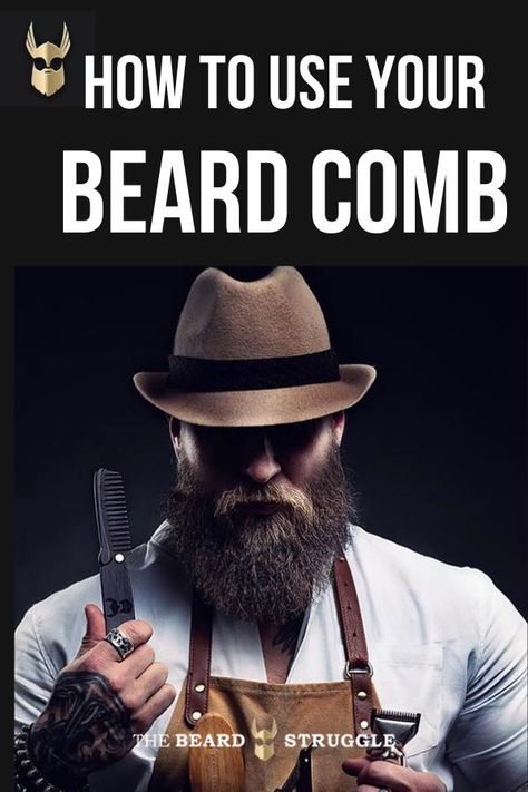 how to use beard comb Beard Trimming Tips, Beard Trimming Guide, Types Of Beard, Grey Hair Beard, Lumberjack Beard, Beard Care Tips, Ducktail Beard, Beard Maintenance, Curly Beard