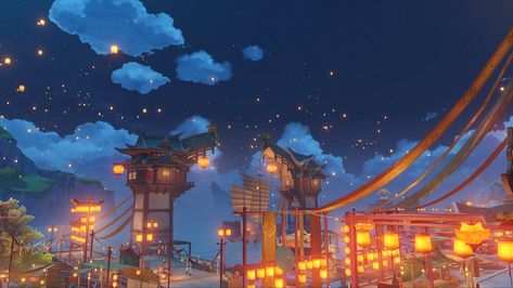 Genshin Impact's 1.3 Update Brings Liyue's Lantern Rite and a Free Four-Star Character - IGN Liyue Scenery, Liyue Aesthetic, Liyue Oc, Lantern Festival Aesthetic, Genshin Background, Ninjago Aesthetic, Genshin Scenery, Genshin Dr, Lantern Rite