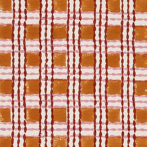 Trellis Hand Block Print - Copper & Rose Fabrics | Schumacher Flame Test, Schumacher Fabric, Block Print Fabric, Copper Rose, Weaving Process, Hand Block Print, Garden Trellis, Block Printing Fabric, Plaid Fabric