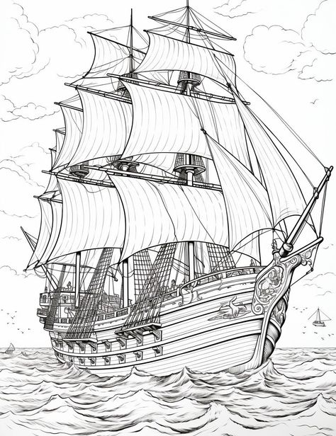 Painting Boats, Navi A Vela, Boat Drawing, Sea Quilt, Ship Tattoo, Ship Drawing, Living Art, Wood Burning Patterns, Custom Tattoo Design