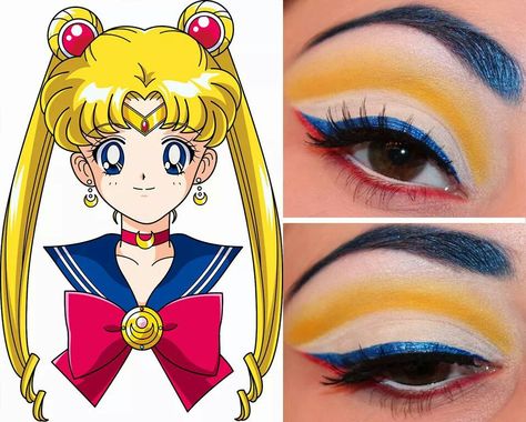 Sailor moon Moon Makeup Look, Anime Eyes Makeup, Sailor Moon Makeup, Sailor Moon Party, Moon Makeup, Sailor Moon Costume, Powerpuff Girls Characters, Cartoon Makeup, Best Drawing Ideas